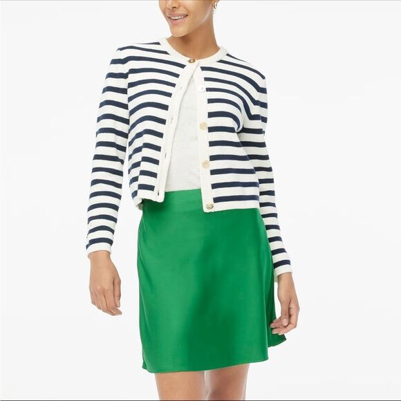 J Crew Satin Mini Bias Slip Skirt - Kelly Green - Picture 1 of 3